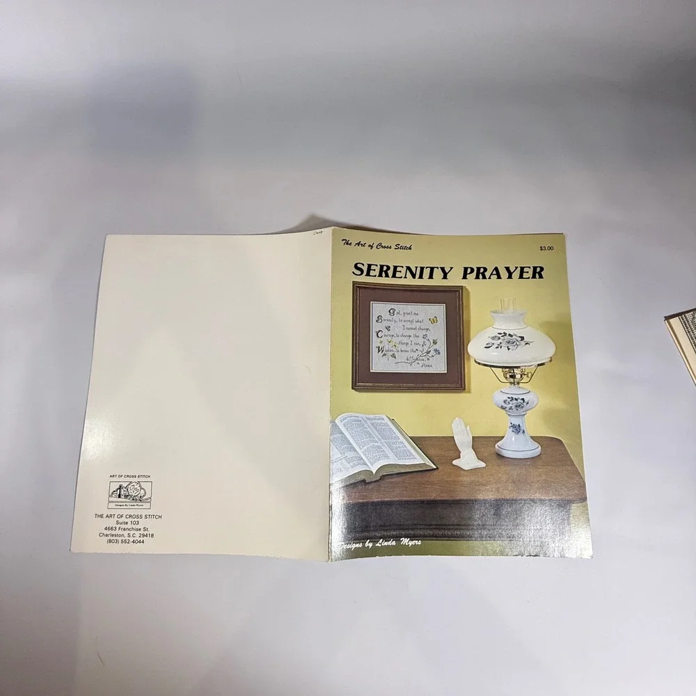VTG Linda Myers Serenity Prayer Cross Stitch Pattern Chart Religious Cottagecore